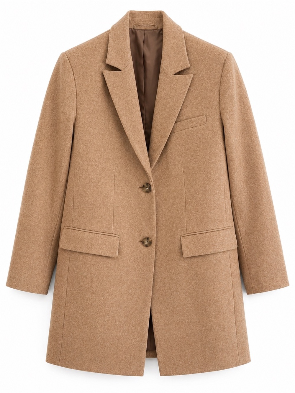 Calvin Klein Camel Wool-Blend Notch-Lapel Coat